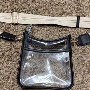 Transparent Crossbody Bag with Black Accents